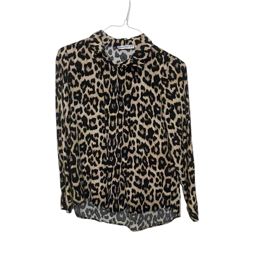 Big Dart Brown Black Leopard Print Button Down Shirt Big Dart Eu Sz 40